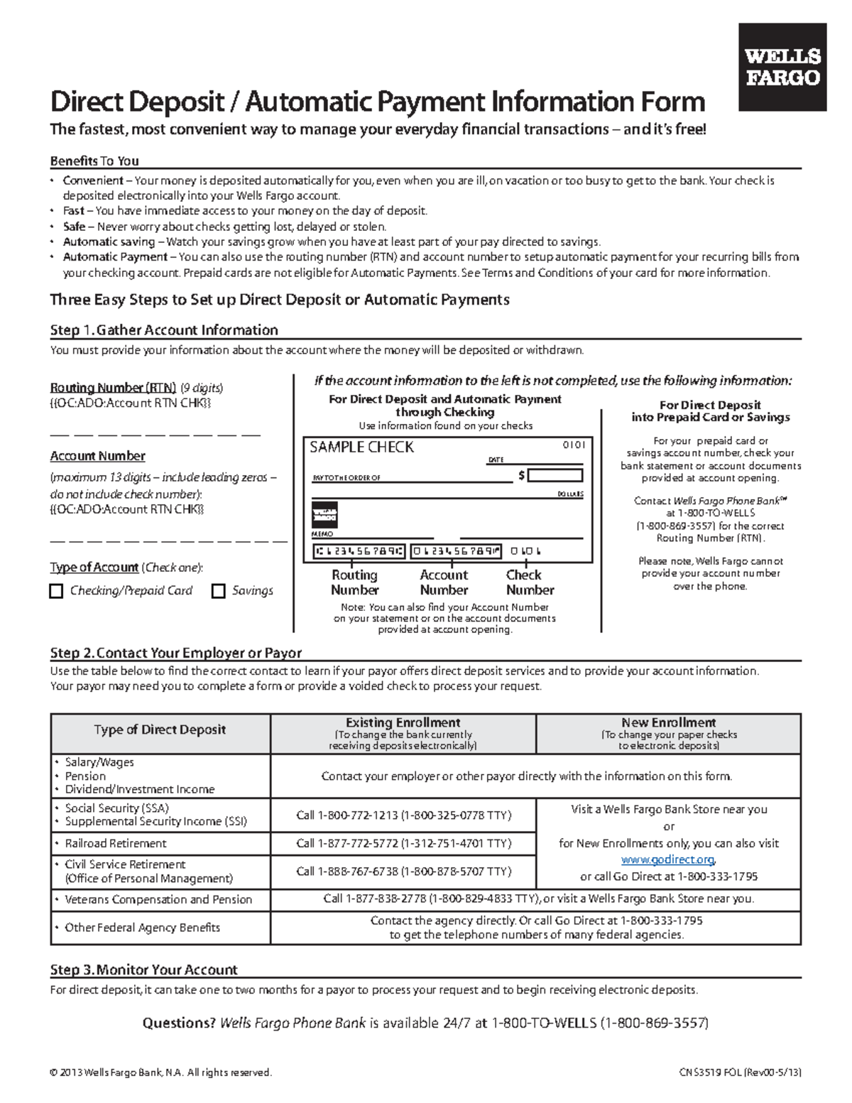 wells fargo dsip list 2019 Direct Deposit & Automatic Payment Info Form Buy Cagrilintide Peptide · Size:10MG Treatments