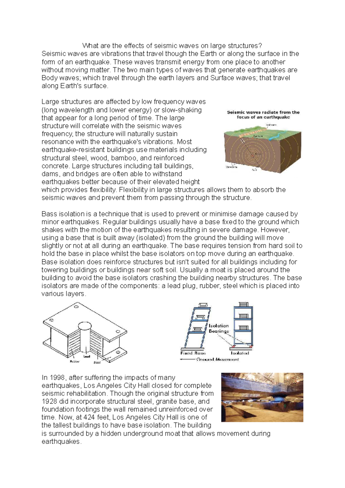 Research Task - Effects of Seismic Waves on Large Structures - Studocu