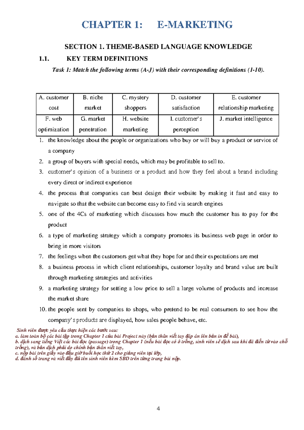 Project 1 - TAKD 2: Chapter 1 - Key Term Definitions and Marketing ...