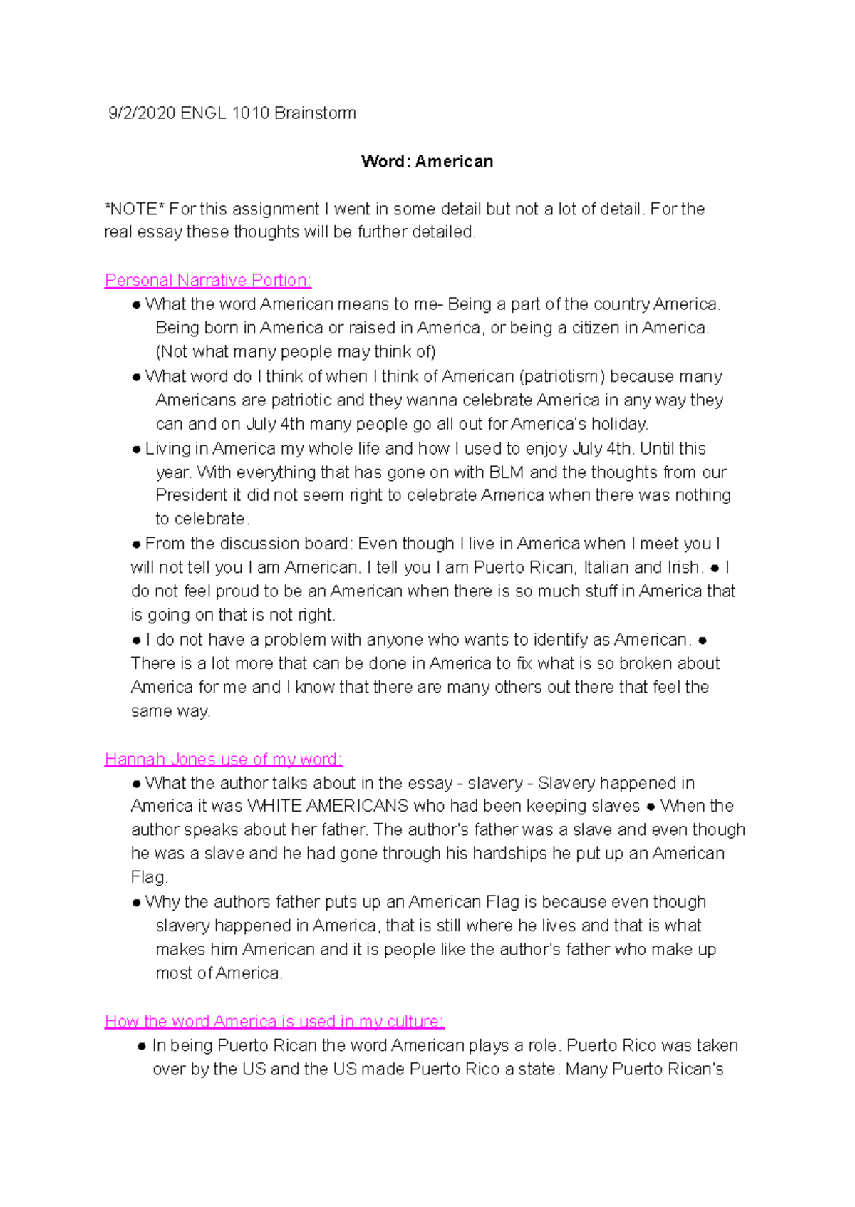 ENGL 1010 Essay Notes: Exploring the Meaning of American Identity - Studocu