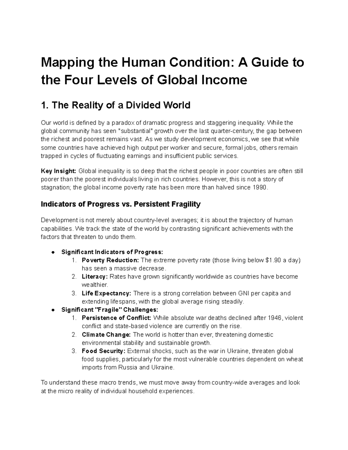 Four Levels of Global Income: Understanding Inequality and Progress ...