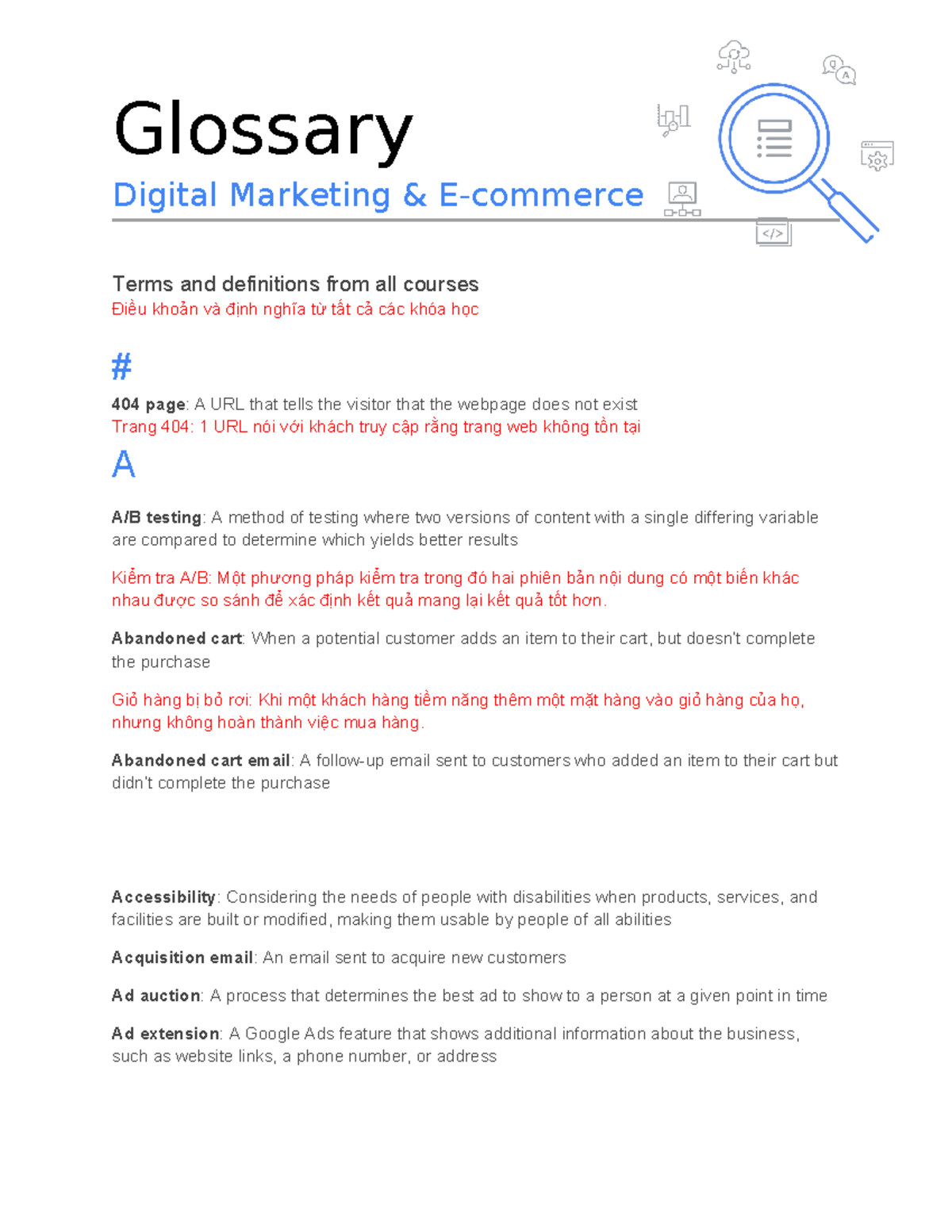 Digital MKT and E-commerce - Glossary Digital Marketing & E-commerce ...