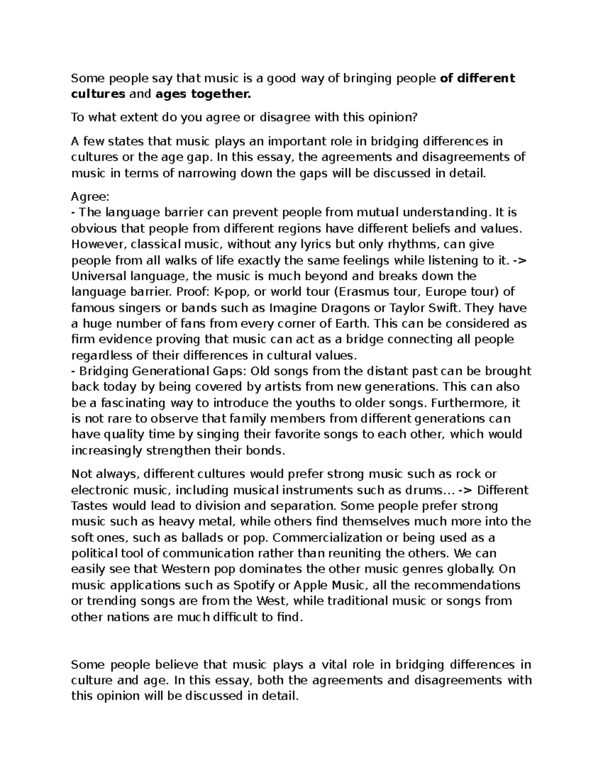CAM 12 Essay: The Role of Music in Bridging Cultural and Generational ...
