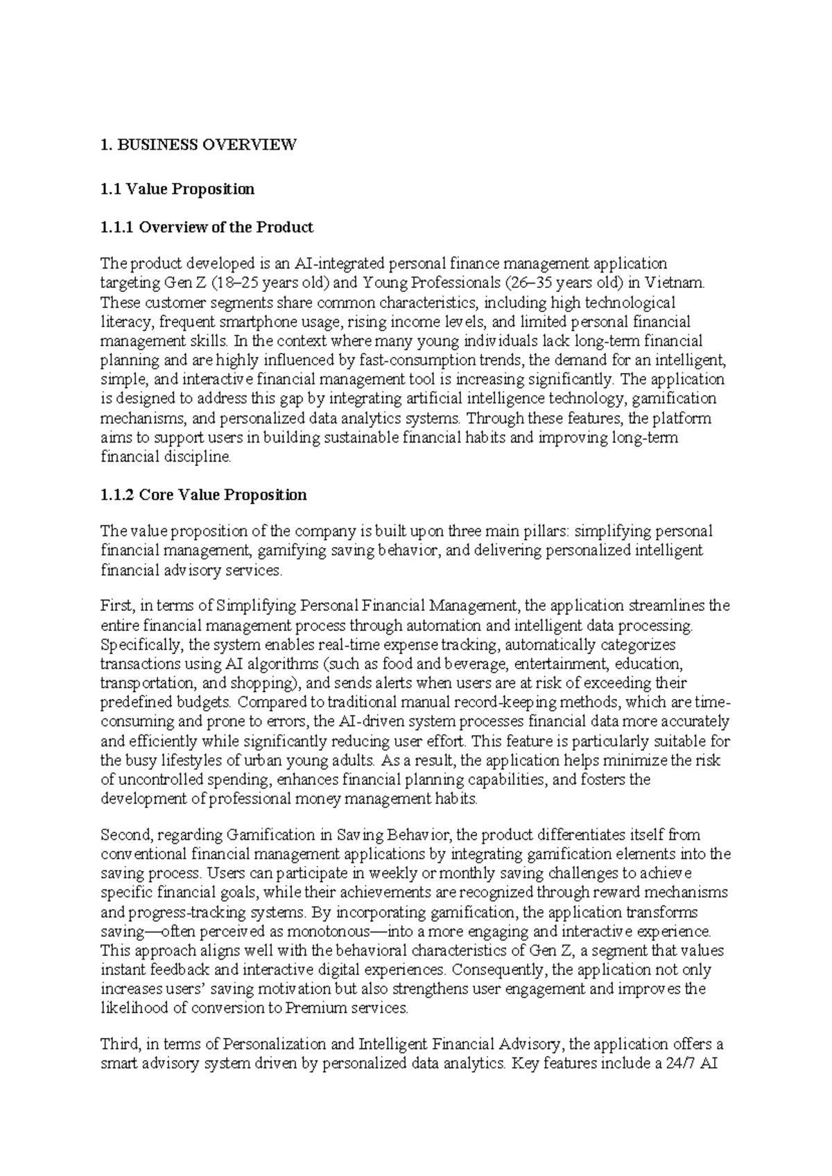 BUS 101: Business Concept Overview for Personal Finance App - Studocu