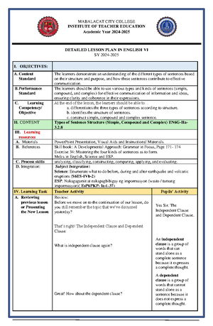 Final Demo Lesson Plan: CVC Pattern in English II - Studocu