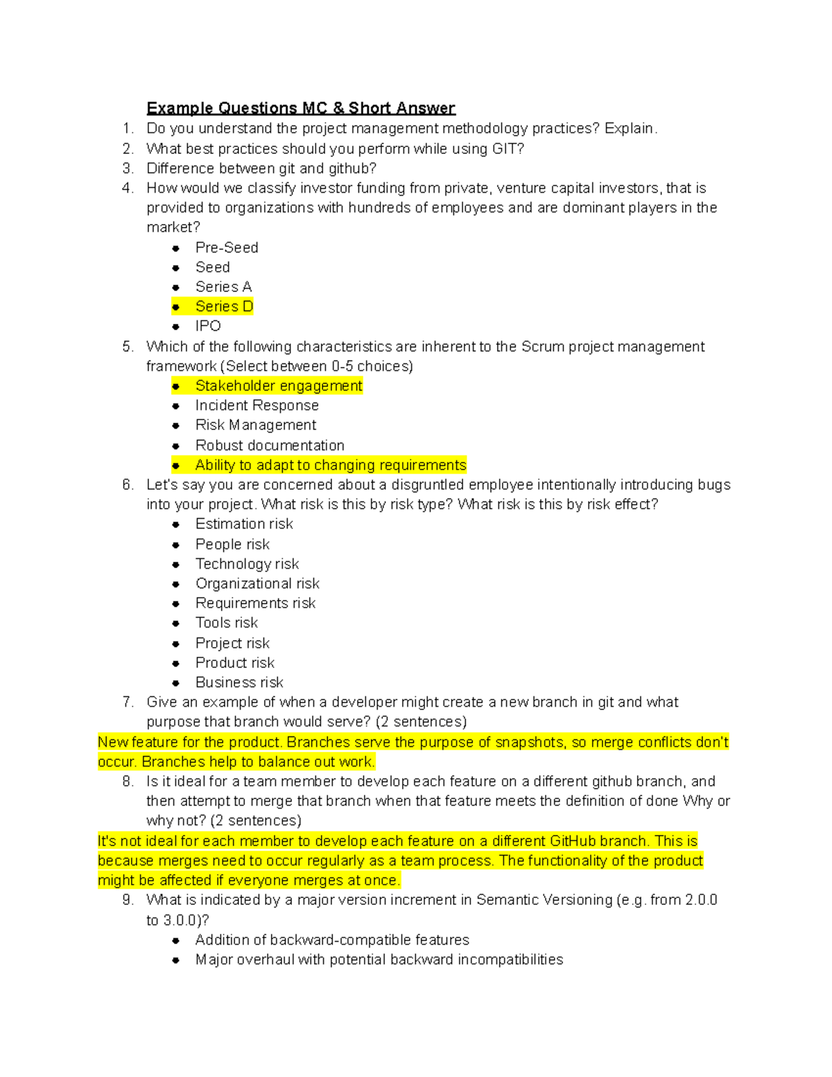 IRM3004 Exam Review - Git and github - Example Questions MC & Short ...
