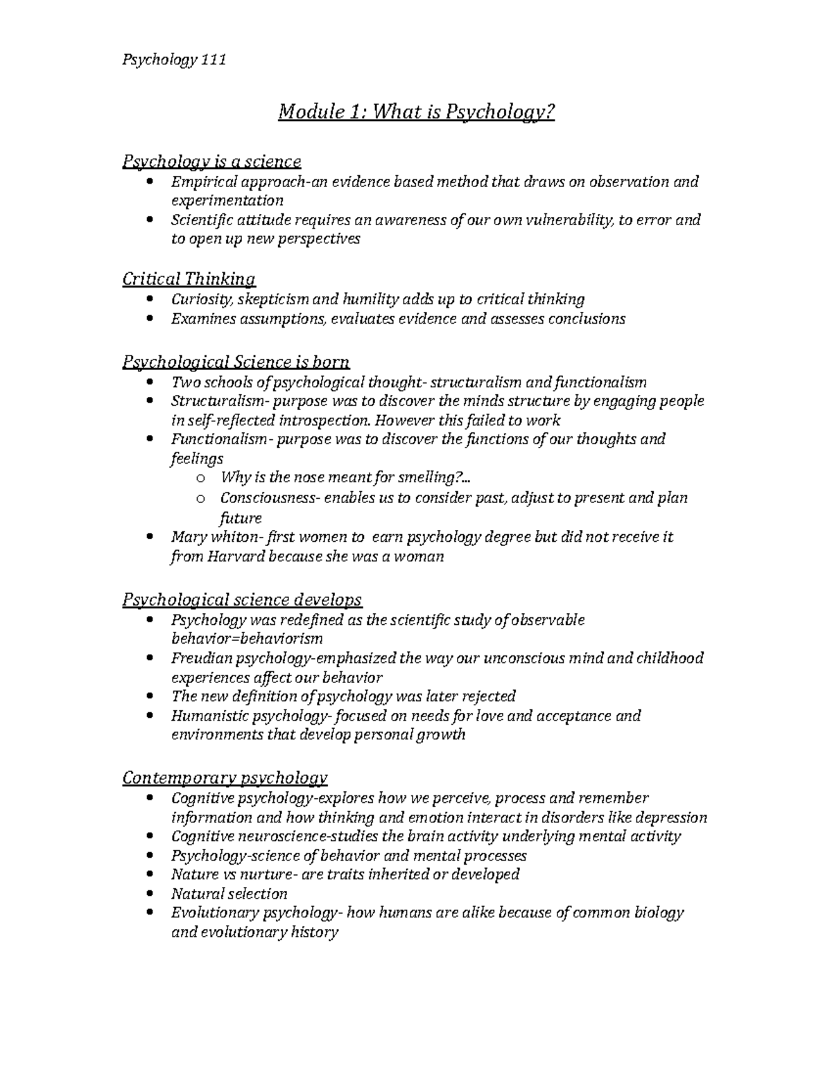 Psych Textbook - Psychology Module 1: What is Psychology? Psychology is ...