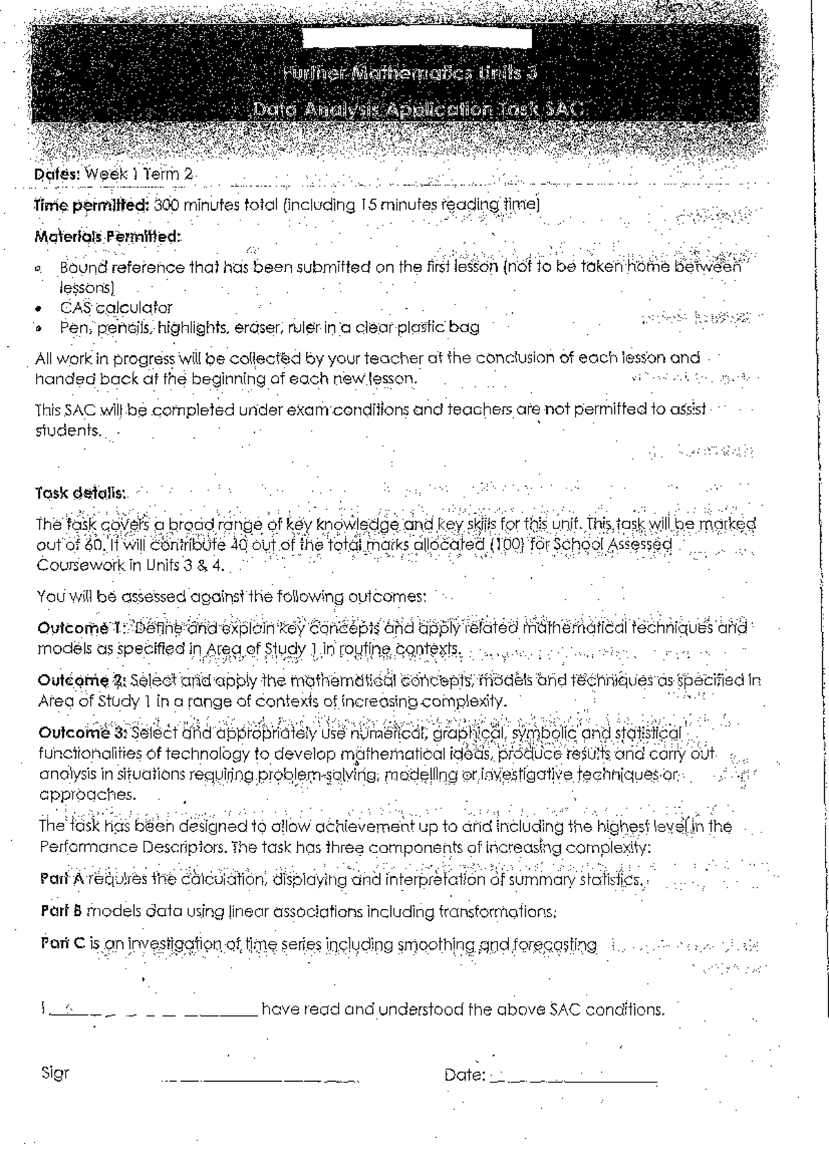 Hand SAC student example - Further Mathematics Units 3 Data Analysis ...