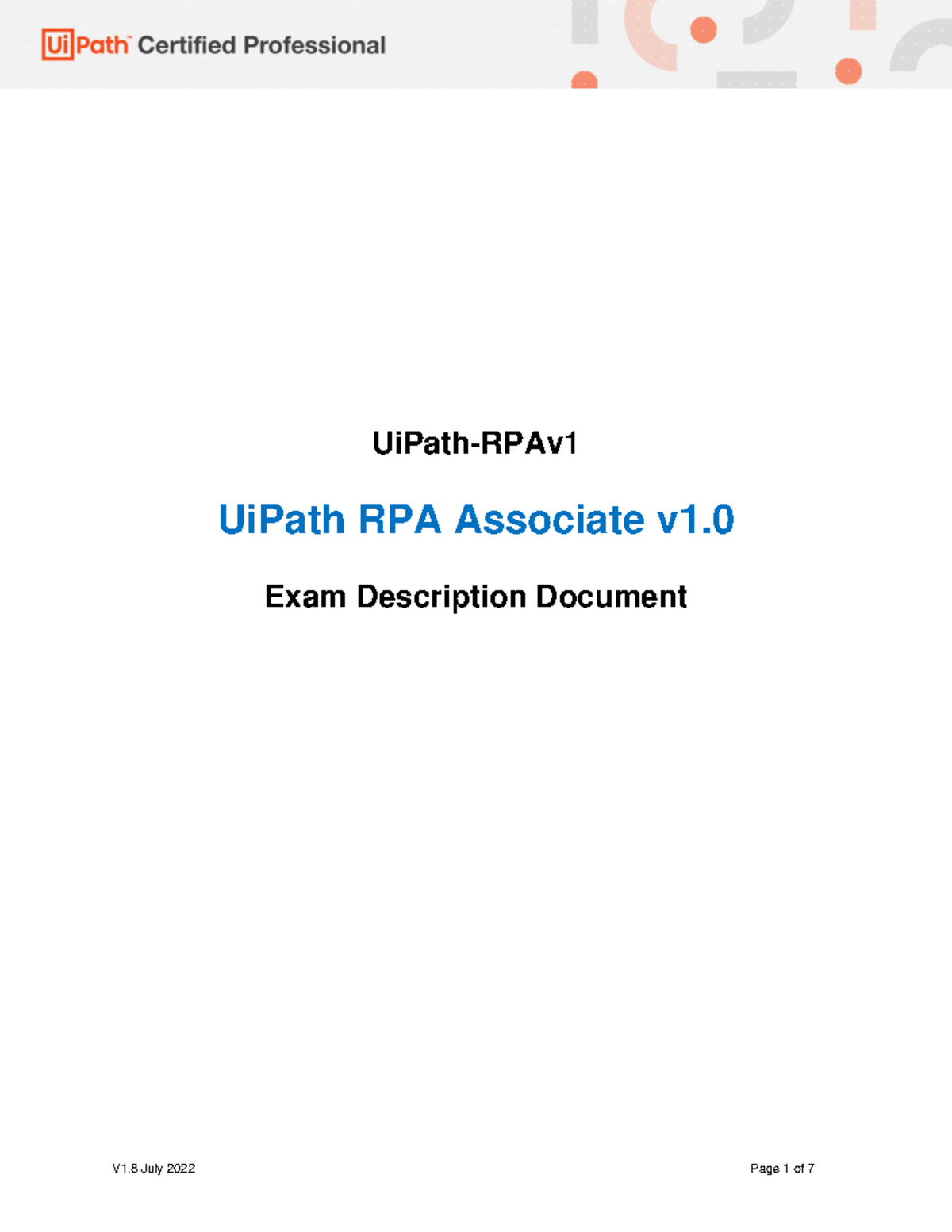 UiPath Certified RPA Associate v1.0 - Exam Overview & Updates - Studocu