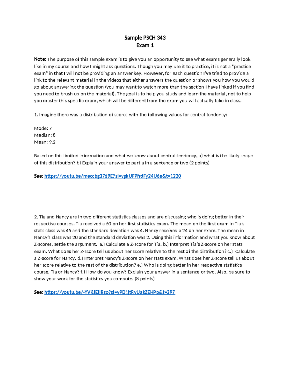 PSCH 343 Sample Exam 1 Study Guide with Links SP26 - Studocu