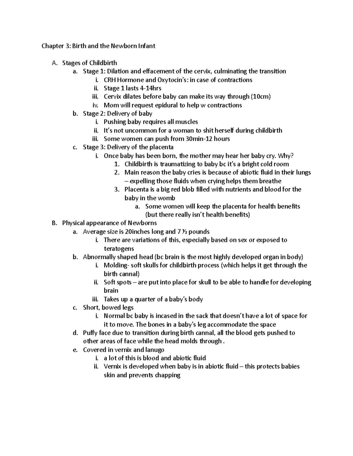 Chapter 3 - Birth & Newborn: Key Concepts in Infant Development - Studocu