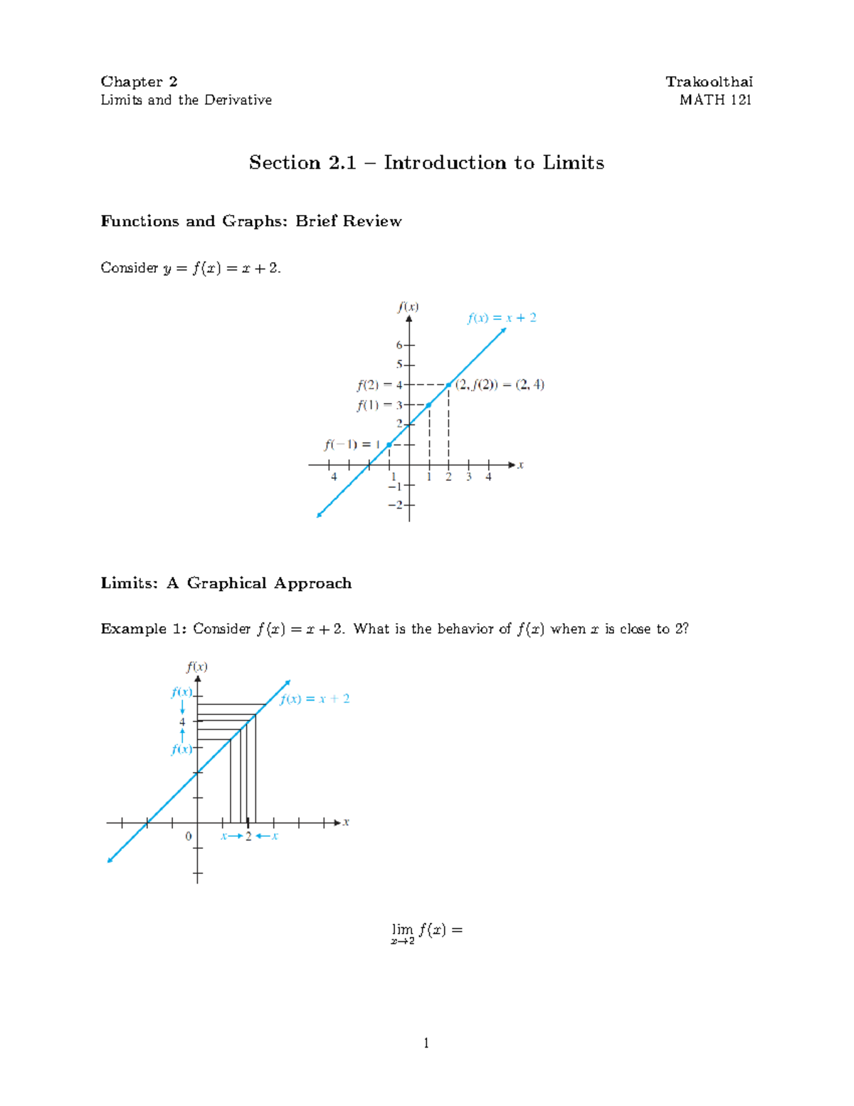 MATH 121: Chapter 2 Notes on Limits and Derivatives - Studocu