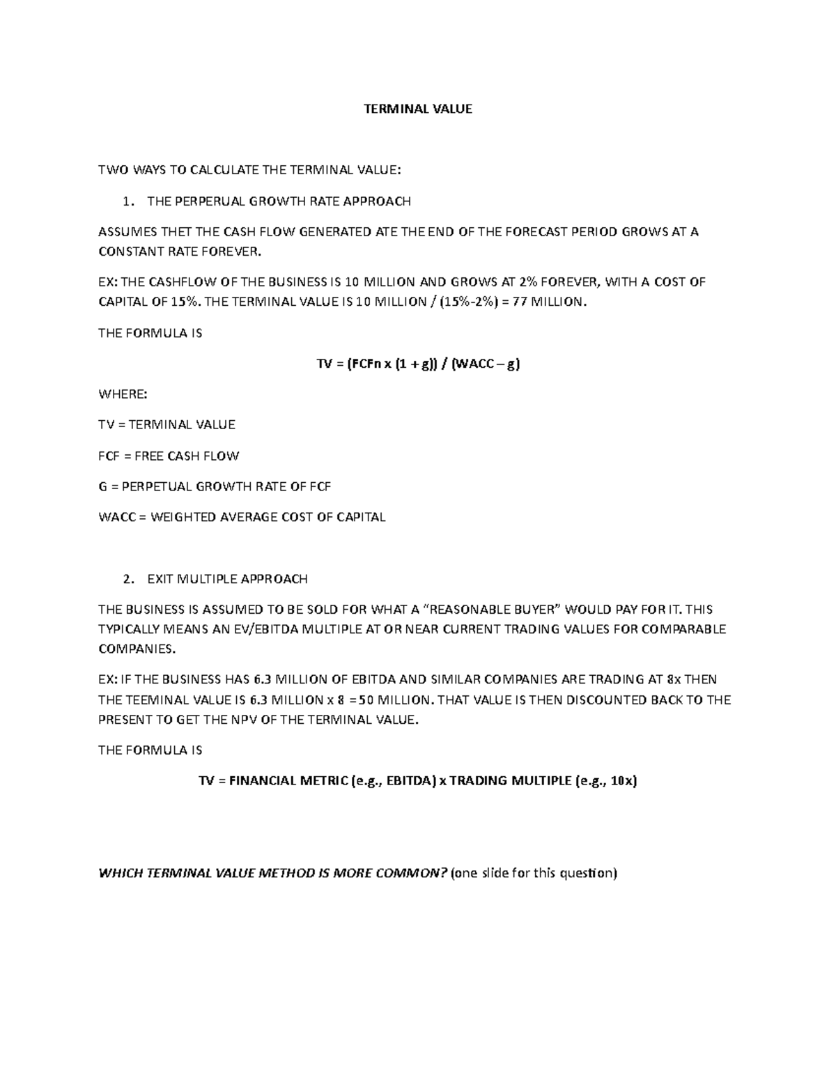 Terminal Value: Calculation Methods and DCF Analysis (Finance 101 ...