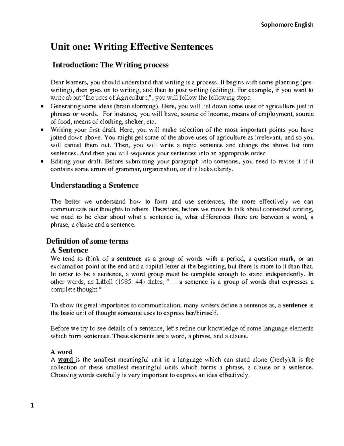 English - Writing Effective Sentences Overview and Guidelines - Studocu