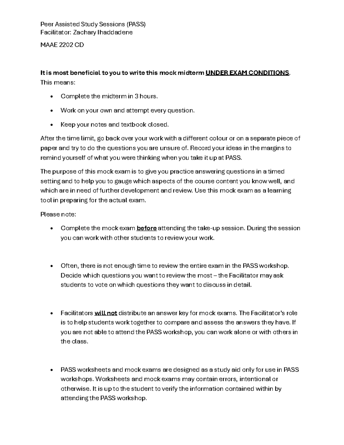 MAAE 2202 CD - Mock Midterm Exam Preparation Guide - Studocu