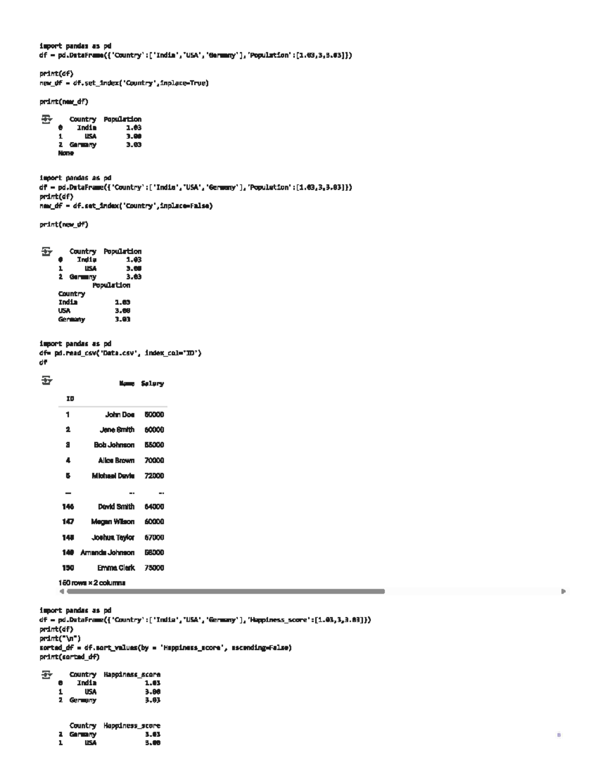 Pandas DataFrame Operations - DVClass Mod 2 - 221ECS014 - Studocu