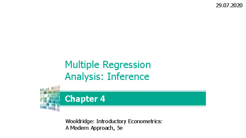 B03021 Chapter 4: Multiple Regression Analysis - Inference - Studocu