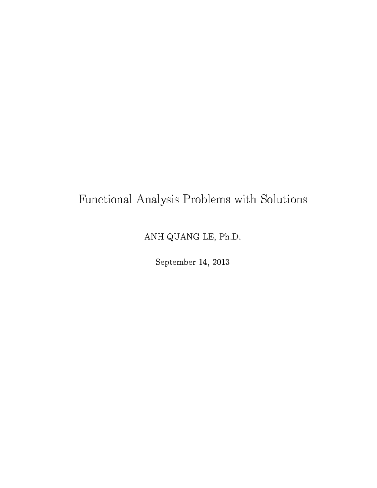 Functional Analysis Problems with Solutions (Math 101) - Studocu