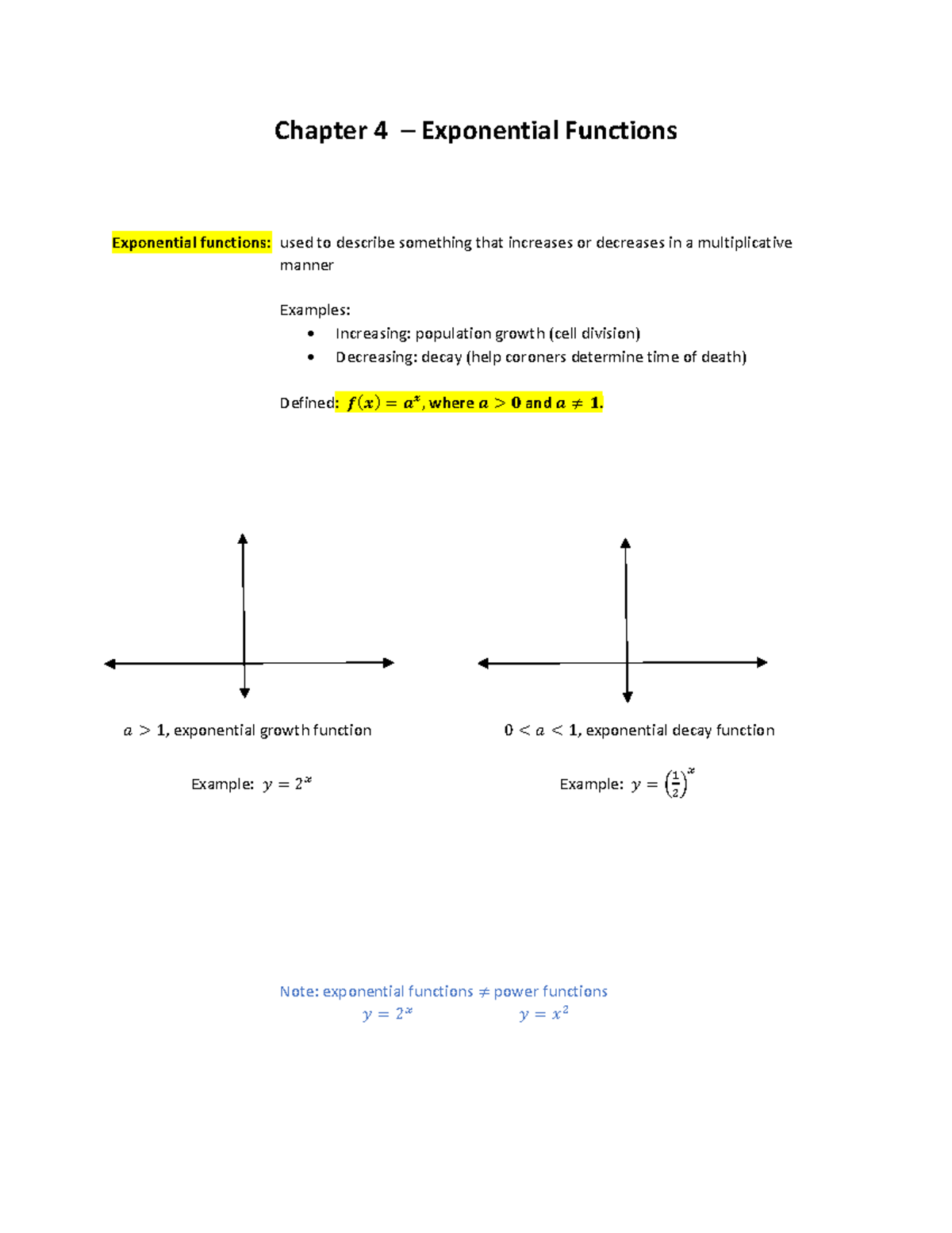 Chapter 4 - Allometric and Exponential Functions in Biological Contexts ...