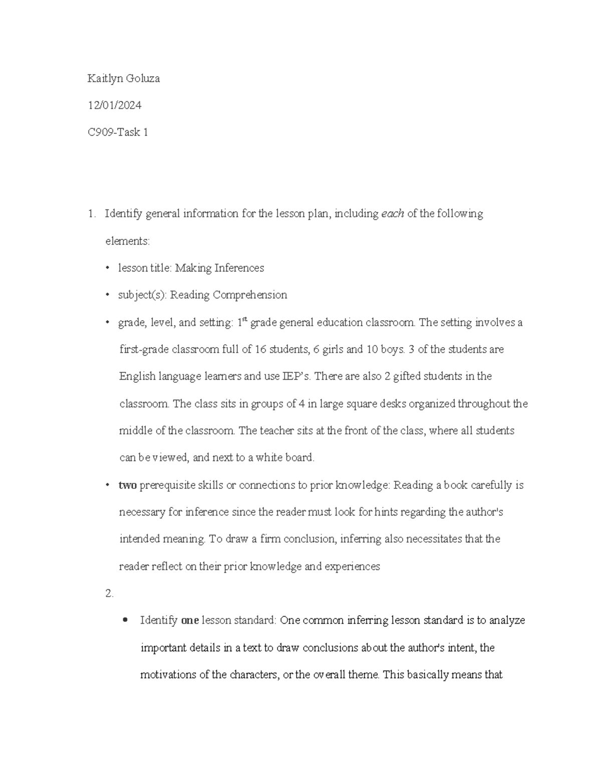 C909 Task 1 - passed - Kaitlyn Goluza 12/01/ C909-Task 1 Identify ...