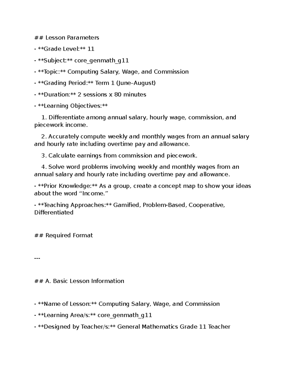 Lesson Plan: Computing Salary, Wage, and Commission (core_genmath_g11 ...