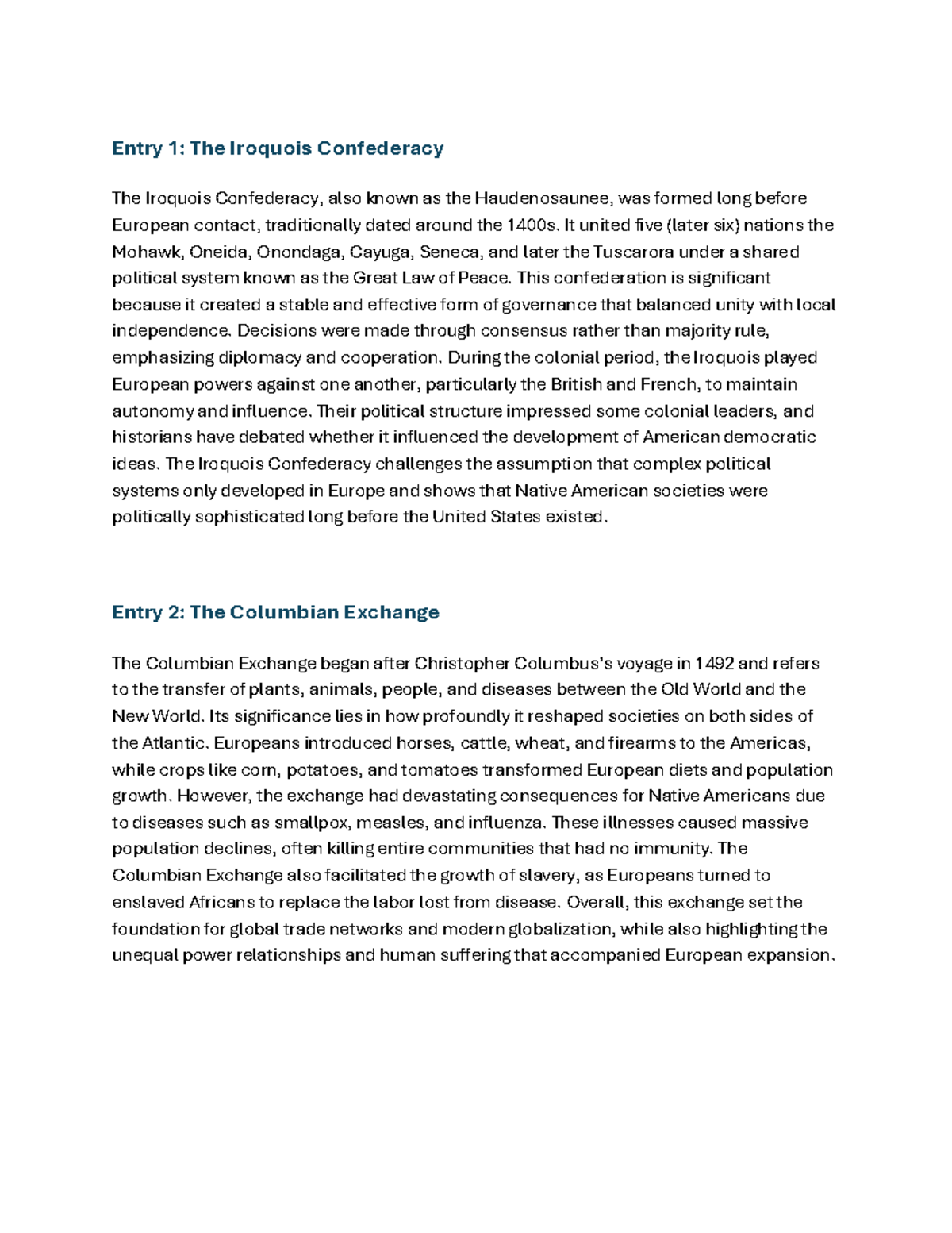 Journal #2: Key Concepts in Early American History - Studocu