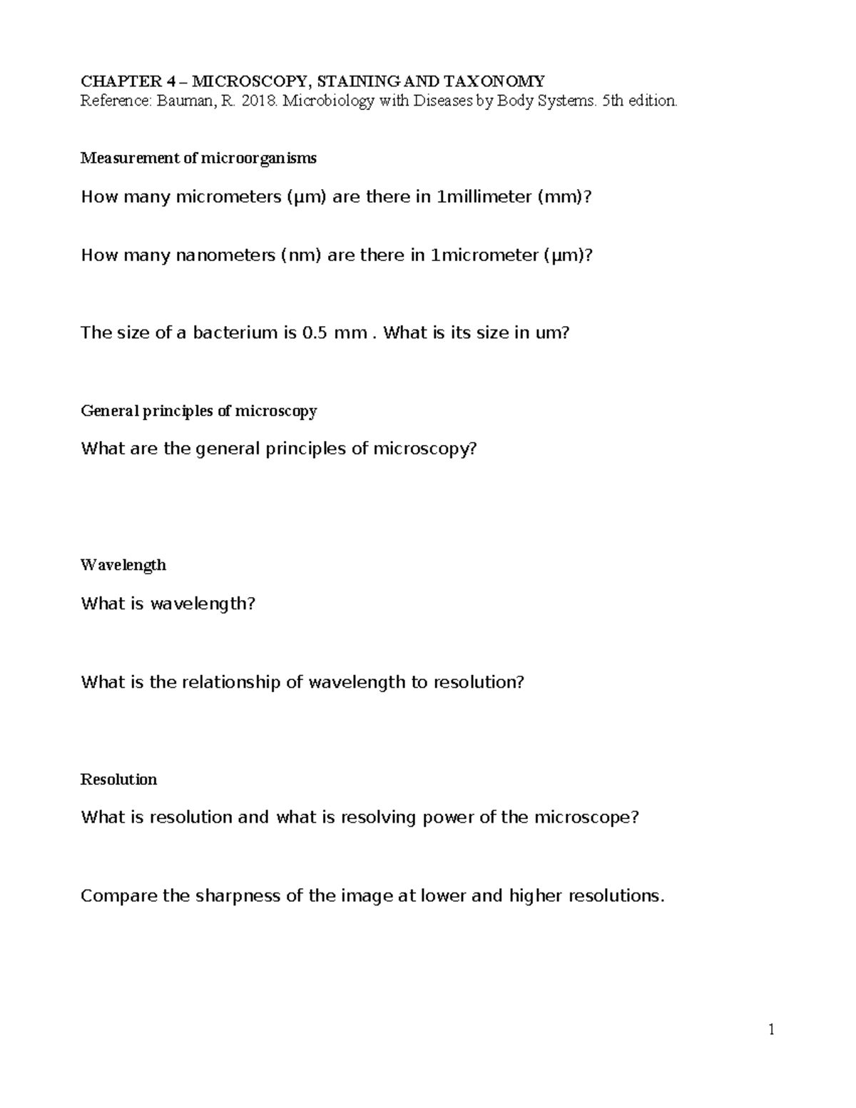 Chapter 4: Microscopy, Staining & Taxonomy (Bio 101) Study Notes - Studocu