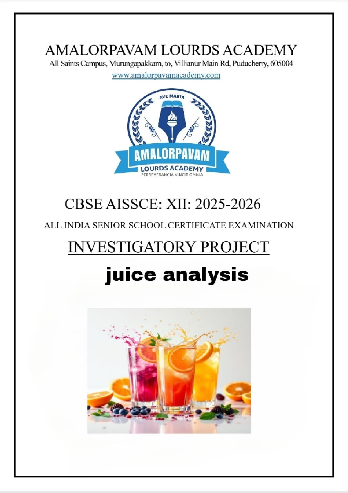 Juice Analysis: Investigatory Project on Fruits & Vegetables (CBSE ...
