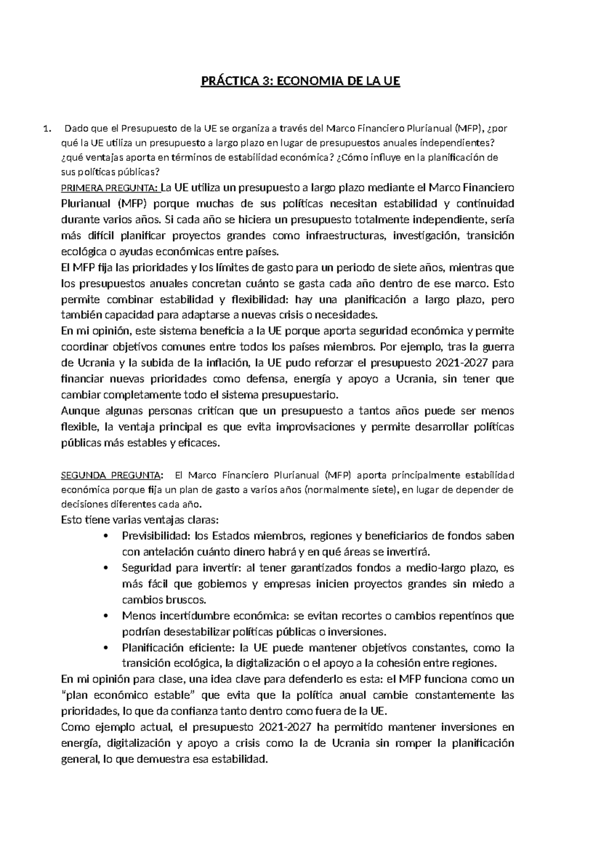 Práctica 3: Análisis del Presupuesto de la UE y su Impacto 2026 - Studocu