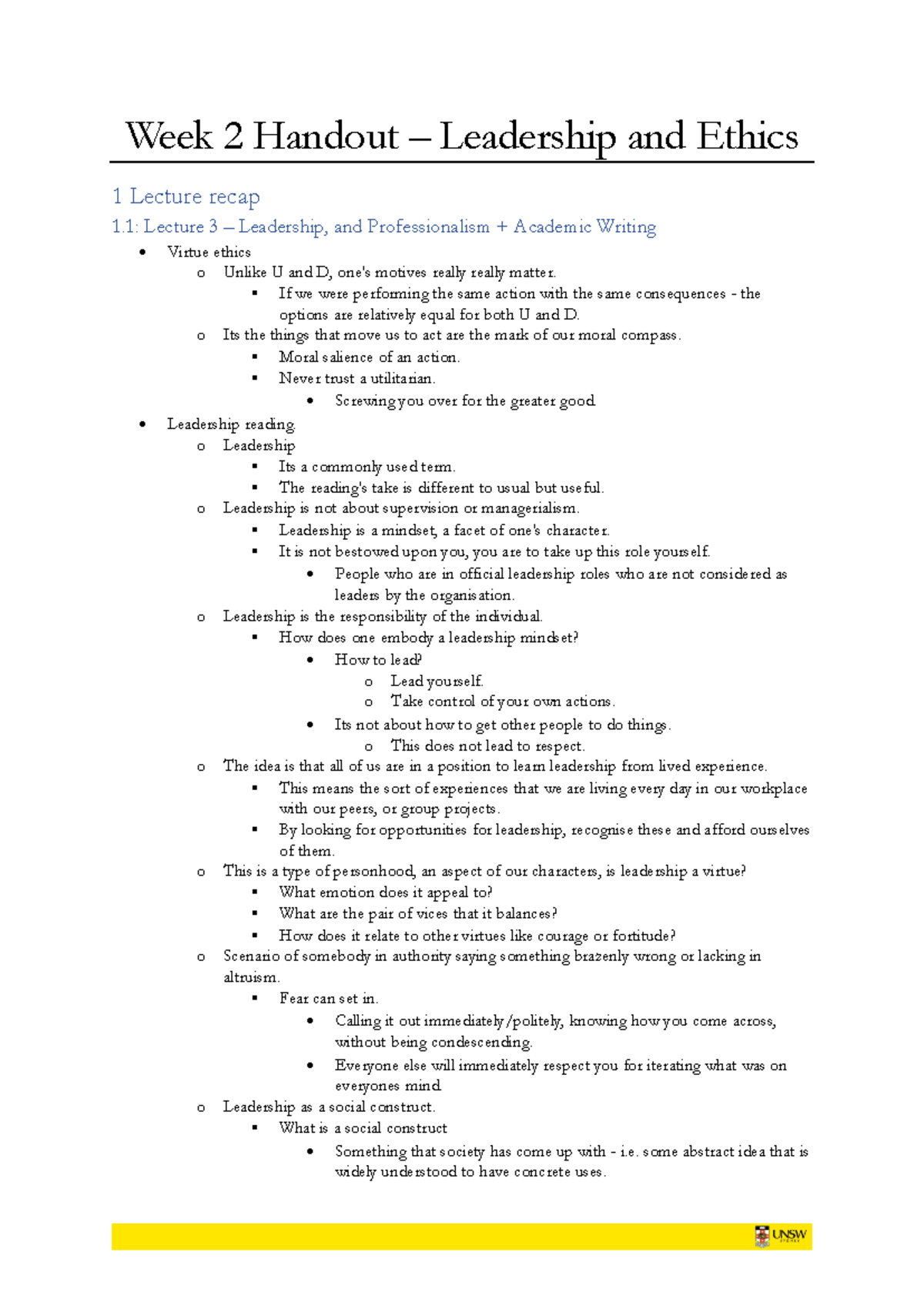 COMP4920 - Week 2 Handout - EON - Week 2 Handout – Leadership and ...