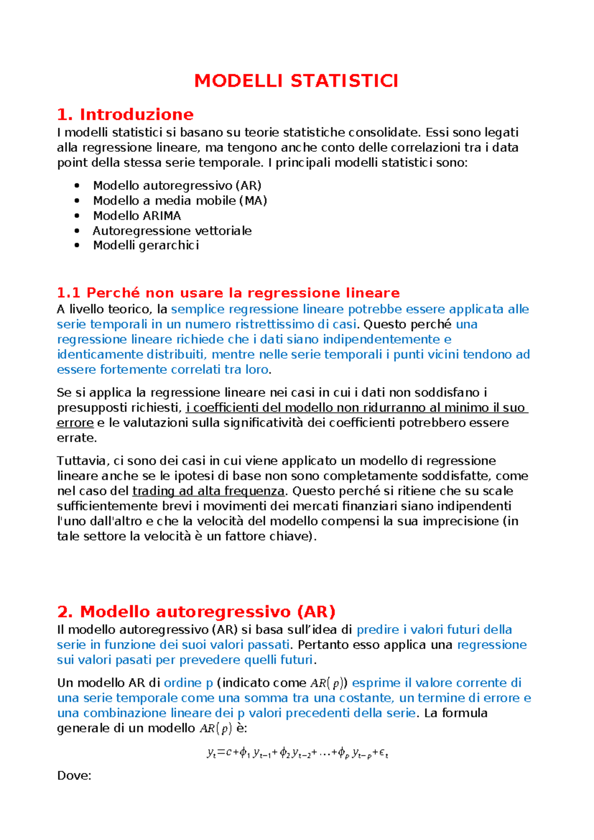 Modelli Statistici 1.2: Introduzione alle Serie Temporali - Studocu