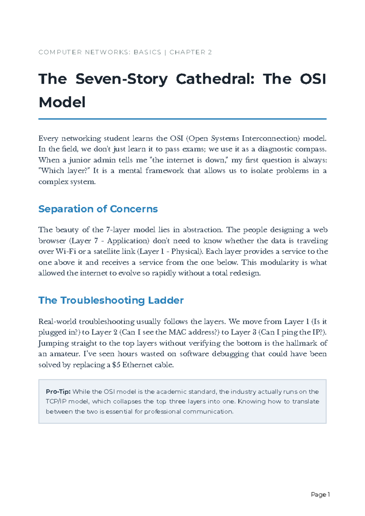 CO M PUT E R N E TWO R KS: B A S I C S CH A PT E R 2 - The OSI Model ...