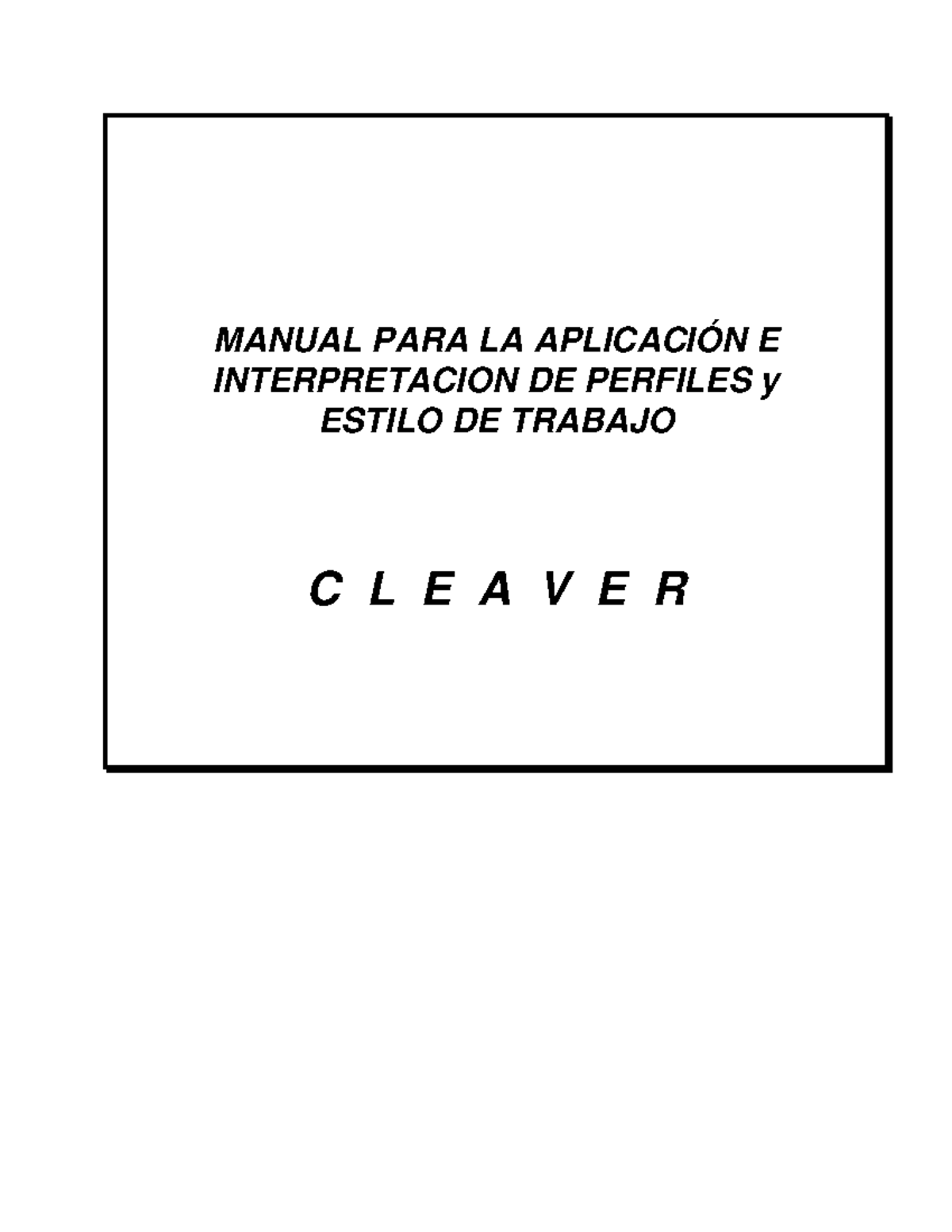 Manual de Aplicación e Interpretación del Test CLEAVER - Studocu