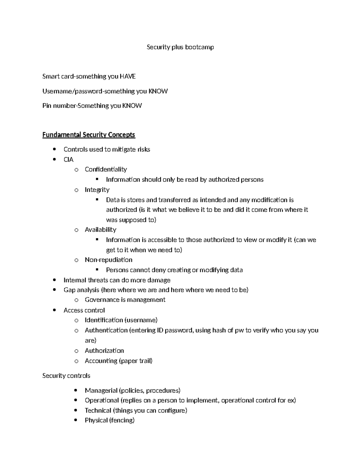 Security+ Bootcamp Notes: Fundamental Security Concepts & Controls ...