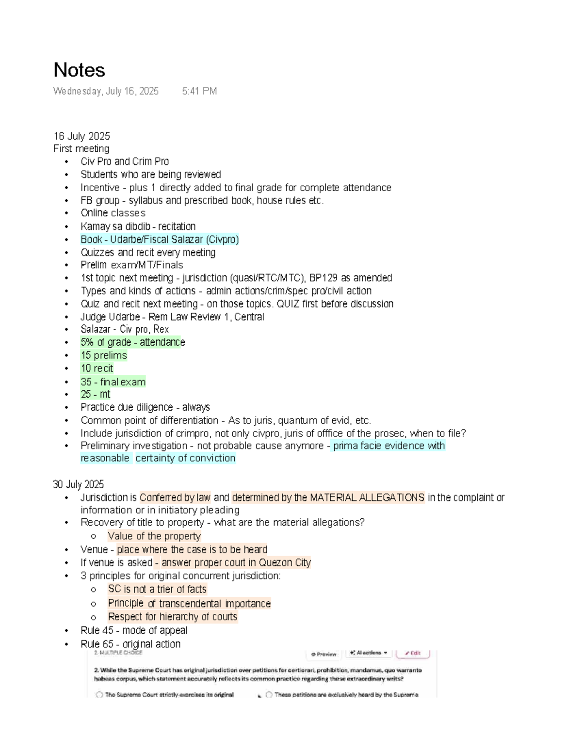 Remedial Law Notes: Civ Pro & Crim Pro Overview (REM) - Studocu
