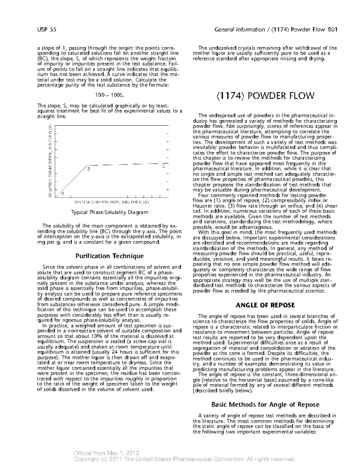 Powder Flow Characterization Methods - USP 35 (Chapters 801-804) - Studocu
