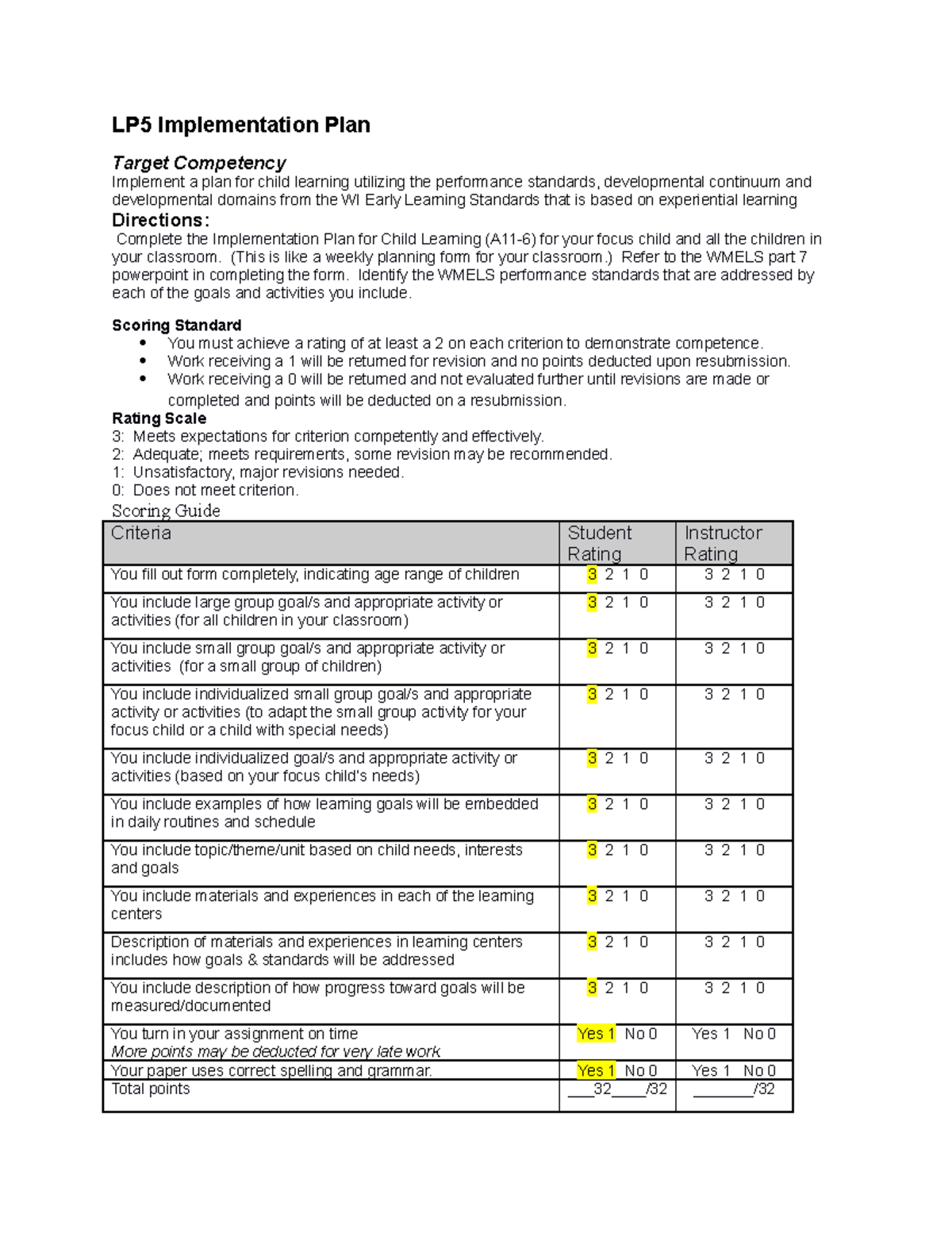 ELS LP5 Scoring Guide - LP5 Implementation Plan Target Competency ...