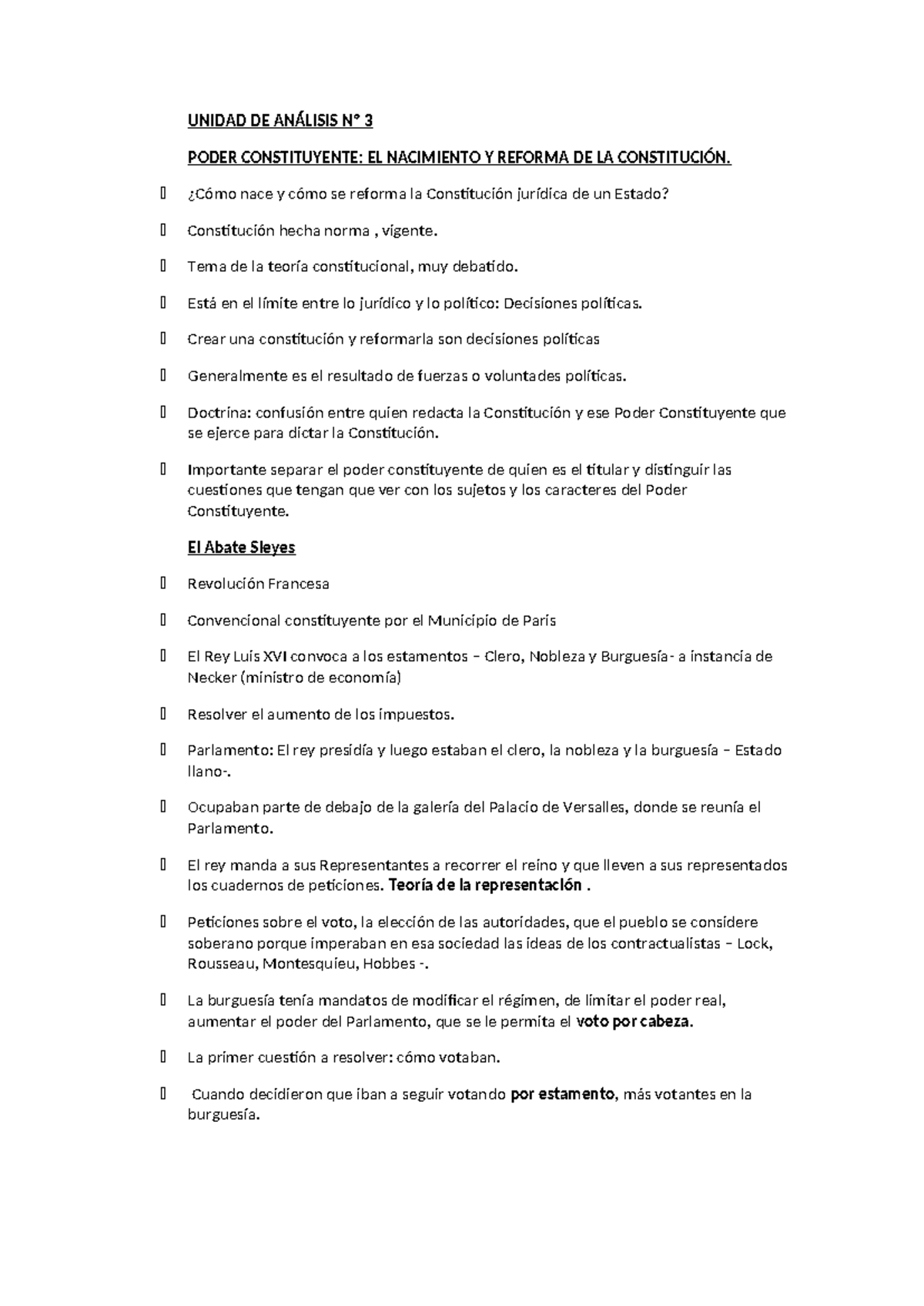 Unidad de Análisis Nº 3: Poder Constituyente y Reforma Constitucional ...