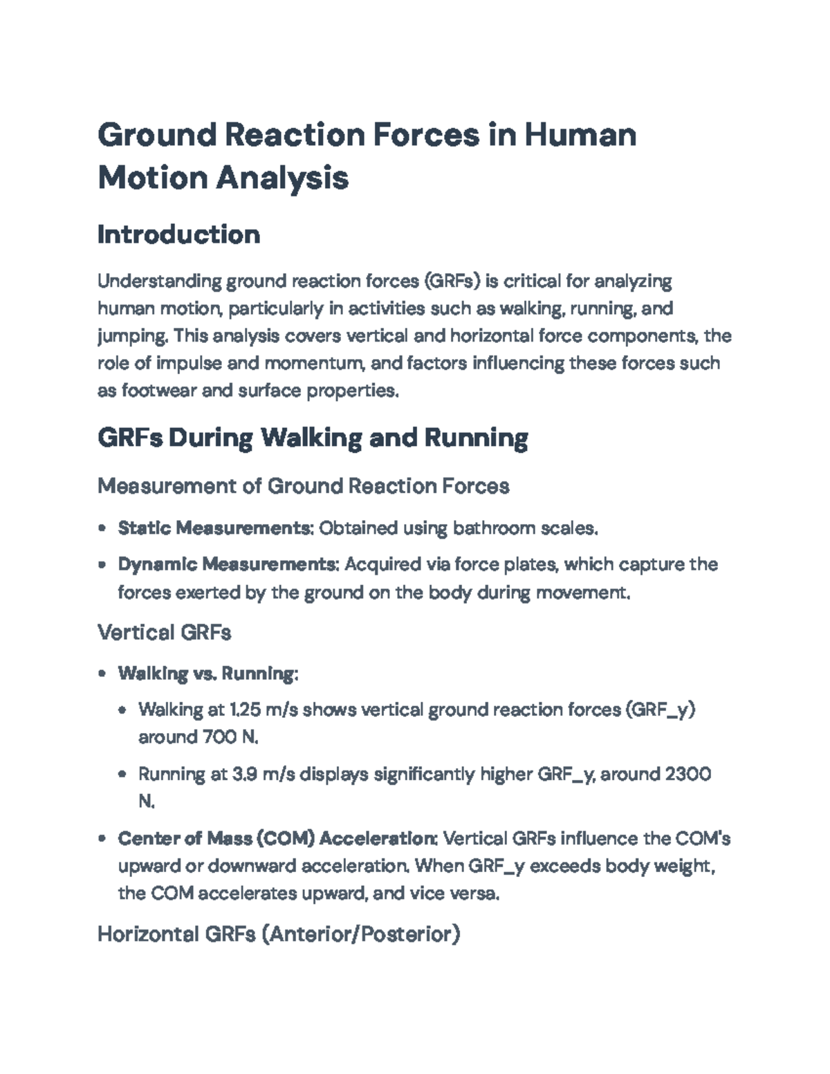 Ground Reaction Forces in Human Motion Analysis: Key Concepts ...