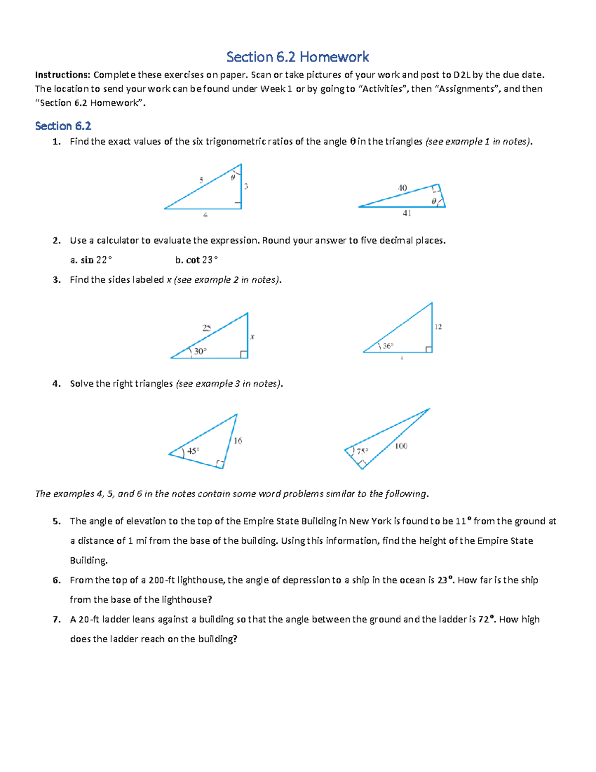 Section 6.2 Trigonometry Homework Solutions and Instructions - Studocu