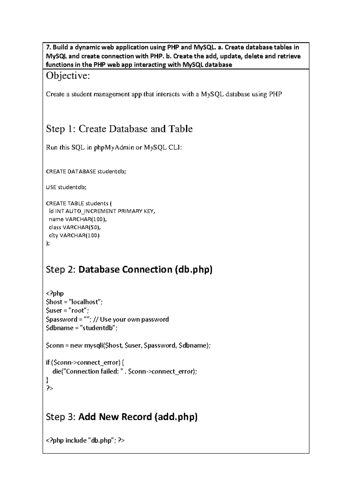 Building a dynamic web app with PHP and MySQL for student management ...