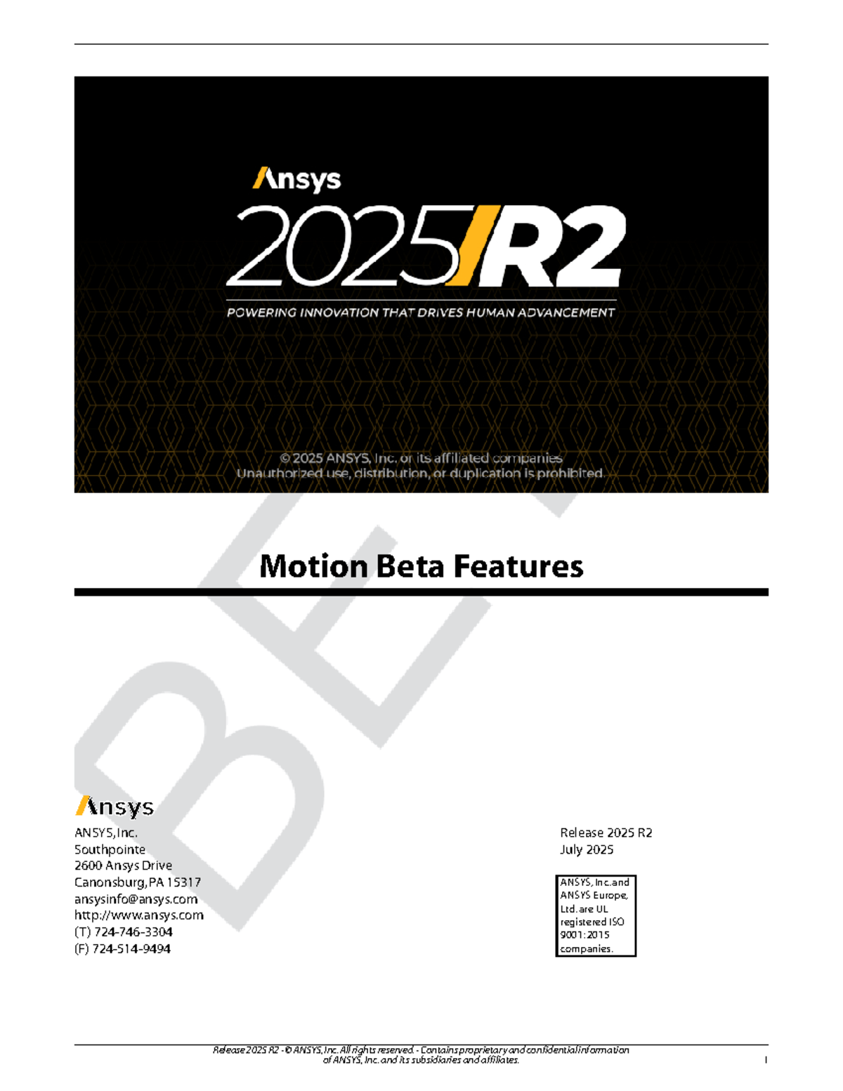 Motion Beta Features Overview - ANSYS Release 2025 R2 - Studocu