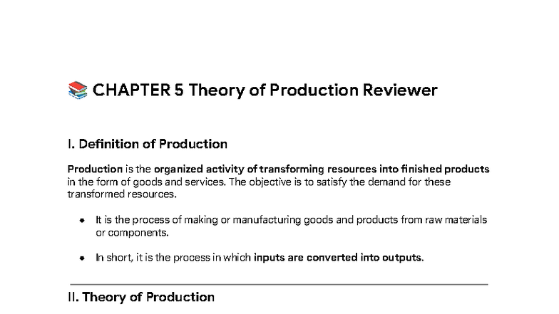 CHAPTER 5 & 6 Production and Cost Theory Review (Micro) - Studocu