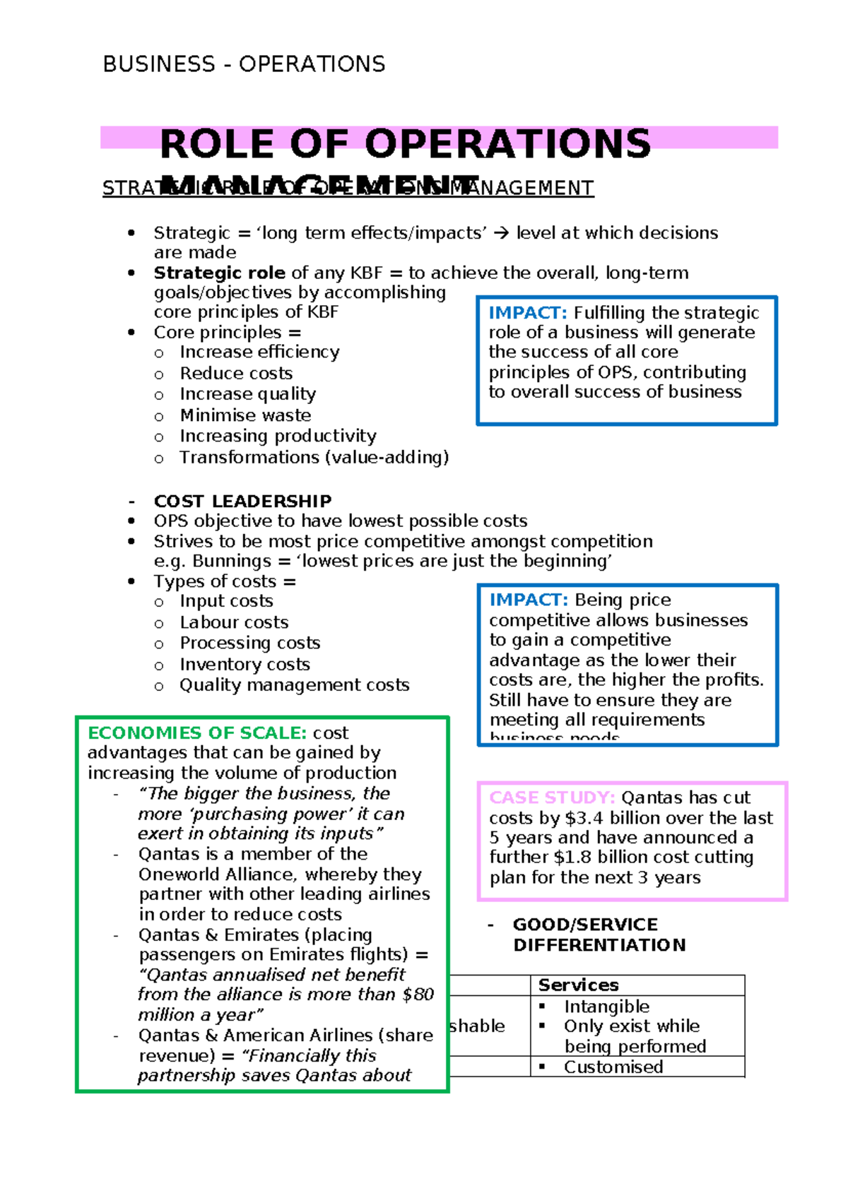 BUSINESS OPERATIONS STRATEGY: A COMPREHENSIVE ANALYSIS - Studocu