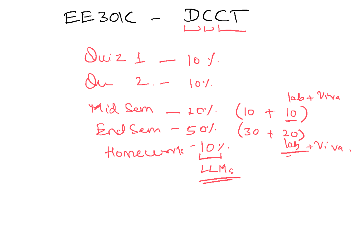 EE301C DCCT DDL Quiz 1 & Mid Sem Overview with Homework - Studocu