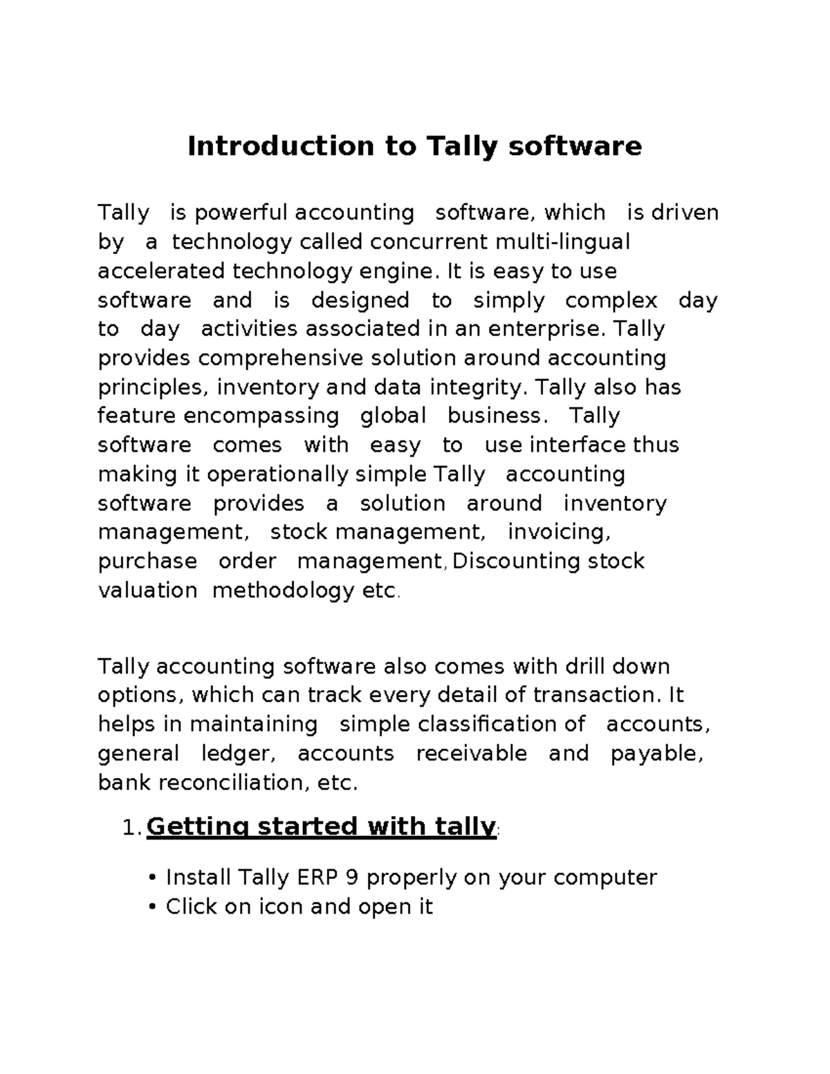 Introduction to Tally Software: A Comprehensive Guide to ERP 9 - Studocu