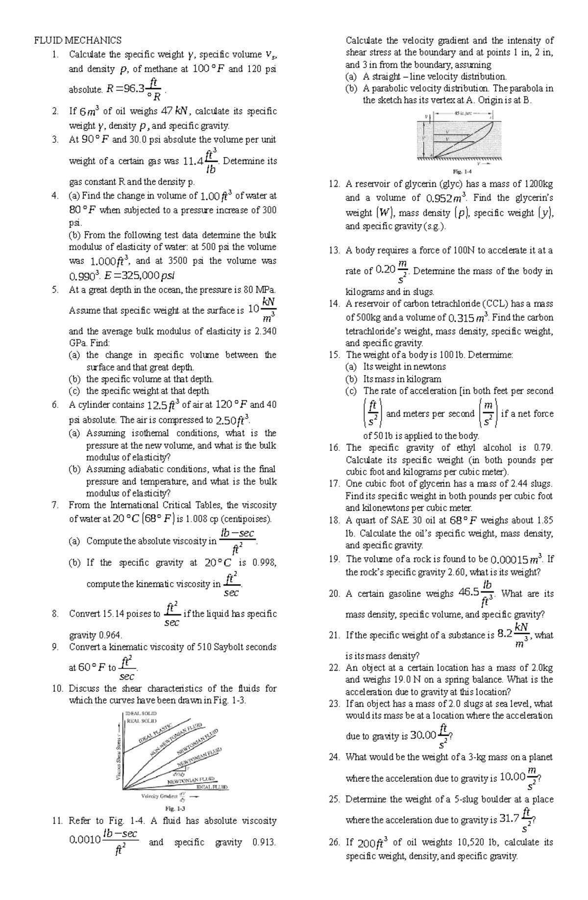 Fluid Mechanics - Licensure Exam Questions and Solutions - Studocu