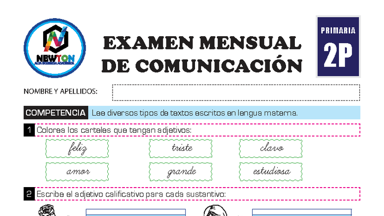 2P - Examen Mensual de Comunicación - Junio - Colegio Newton - Studocu