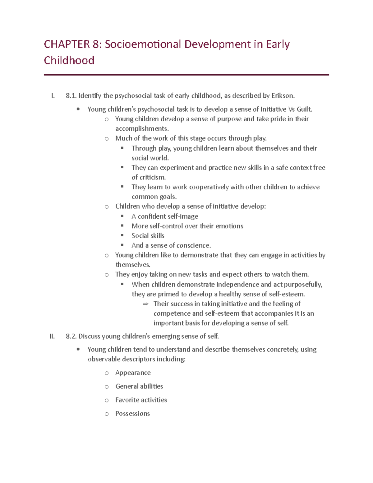 Chapter 8 - Summary of Socioemotional Development in Early Childhood ...