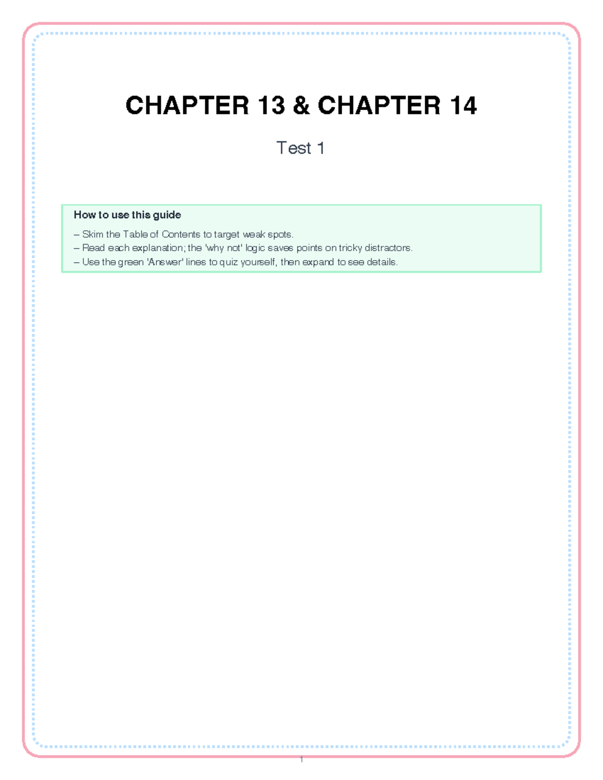 CH 13 & 14 Test 1 Study Guide: Key Concepts & Exam Tips - Studocu